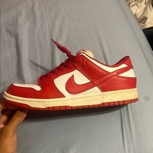 Nike Red and White Low-Top Sneakers (Dunks)